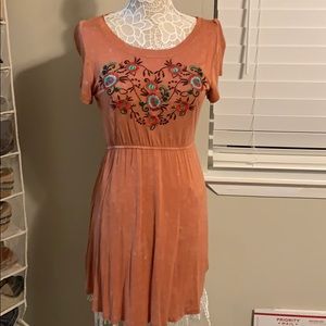 Floral embroidery boho dress